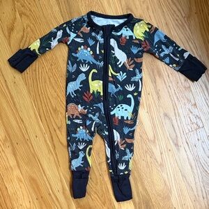 Little Sleepies Navy Dinosaur Double Zip-Front Footed One-Piece